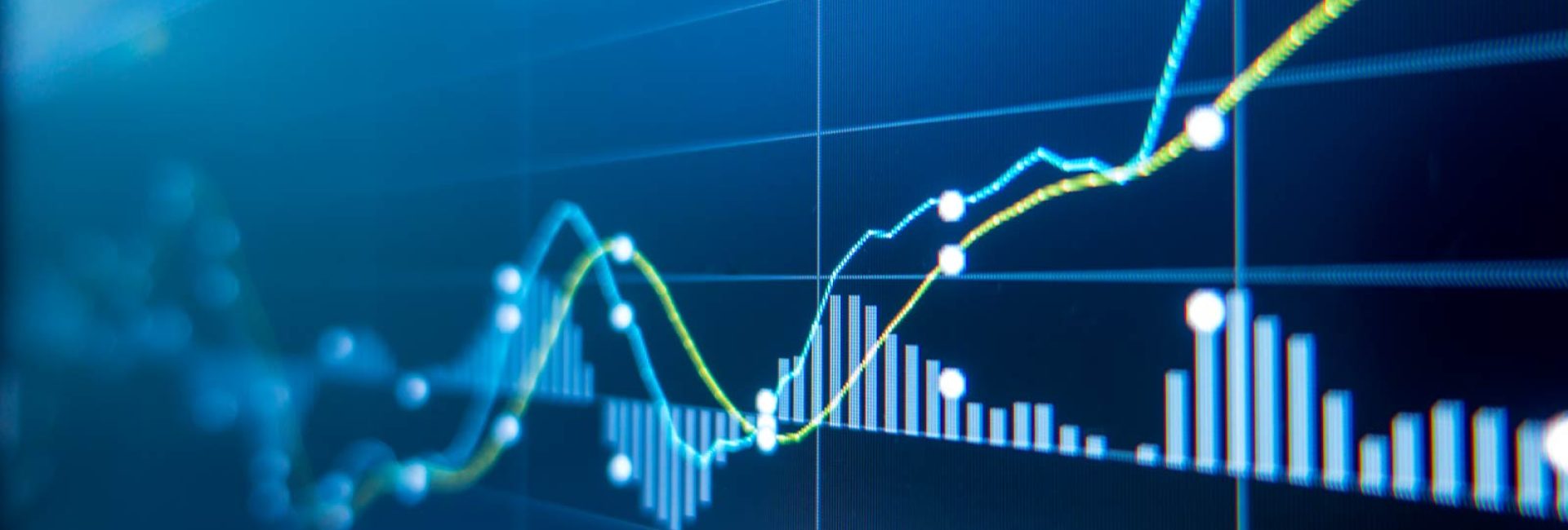 Stock exchange market graph analysis background